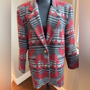 DANIELLE B - Vintage Red/Black/Gray Patterned Blazer Women’s Size Medium